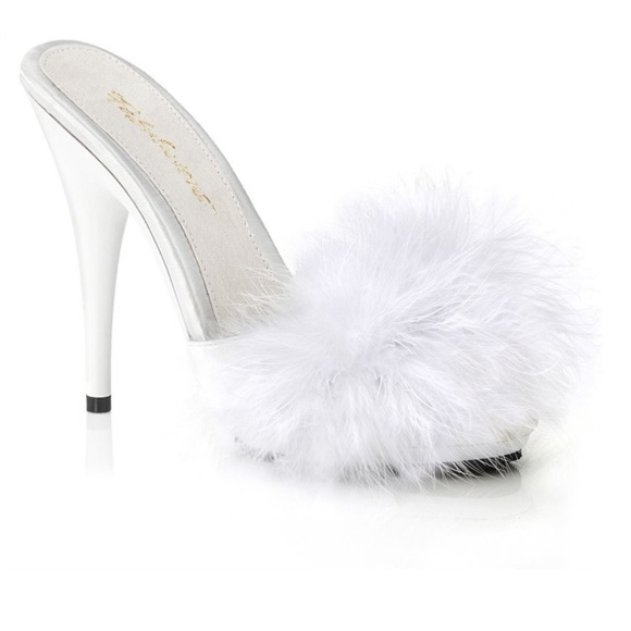 white feather heels